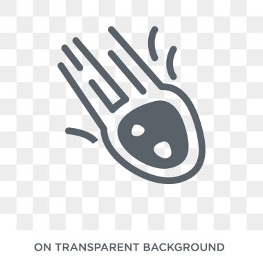 Meteor simgesi. Meteor tasarım konsepti astronomi koleksiyonundan. Basit öğe vektör çizim şeffaf arka plan üzerinde.