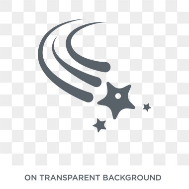 Düşen yıldız simgesi. Kayan yıldızı tasarım konsepti astronomi koleksiyonundan. Basit öğe vektör çizim şeffaf arka plan üzerinde.