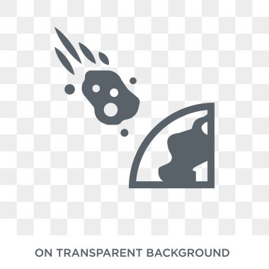 Asteroit simgesi. Astronomi koleksiyonundan asteroit tasarım konsepti. Saydam arka planda basit eleman vektör çizimi.