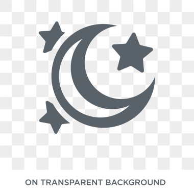 Star and Crescent Moon icon. Trendy flat vector Star and Crescent Moon icon on transparent background from Religion  collection. High quality filled Star and Crescent Moon symbol use for web and