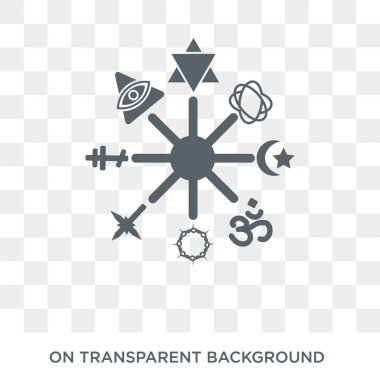 Din simgesi. Din koleksiyonundan şeffaf arka plan trendy düz vektör Din simgesi. Web ve mobil için yüksek kaliteli dolgulu Din sembolü kullanımı