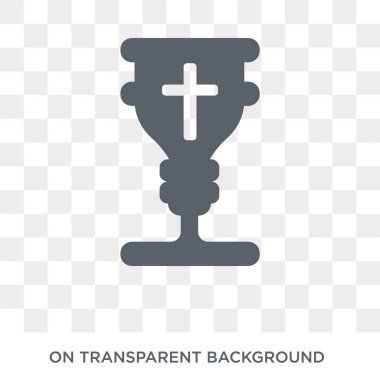 Kutsal kadehi simgesi. Trendy düz vektör din koleksiyonundan şeffaf arka plan üstünde kutsal kişilerin resmi kutsal kadehi. Kutsal kadehi simge kullanımı web ve mobil için yüksek kaliteli dolu