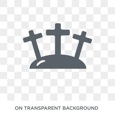 Calvary simgesi. Din koleksiyonundan şeffaf arka plan trendy düz vektör Calvary simgesi. Yüksek kaliteli Calvary simge kullanımı web ve mobil için dolu
