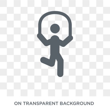 Atlama ipi Icon Icon oynayanlar. Trendy düz vektör eğlence oyunları Collection şeffaf arka plan üzerinde atlama ipi simgesi oynayanlar. Yüksek kaliteli atlama ipi oynayanlar dolu