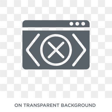 Hata simgesi. Trendy düz vektör hata simgesi programlama koleksiyonundan şeffaf arka plan üzerinde. Hata simge kullanımı web ve mobil için yüksek kaliteli dolu