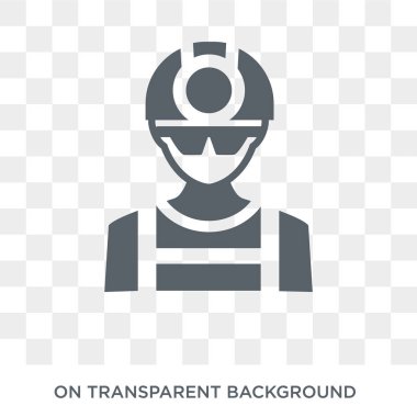 Rüzgar Türbini Teknisyeni simgesi. Meslek koleksiyonundan şeffaf arkaplan üzerinde moda düz vektör Rüzgâr Teknisyeni simgesi. Ağ için yüksek kaliteli Rüzgar Türbini Teknisyeni sembolü kullanımı