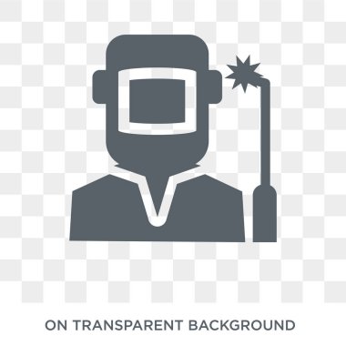 Kaynakçı simgesi. Professions koleksiyonundan şeffaf arka plan üzerinde Trendy düz vektör Kaynakçı simgesi. Web ve mobil cihazlar için yüksek kaliteli dolgulu Kaynakçı sembol kullanımı