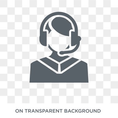 Telemarketer simgesi. Meslekler koleksiyonundan şeffaf arka plan trendy düz vektör Telemarketer simgesi. Yüksek kaliteli Telemarketer simge kullanımı web ve mobil için dolu