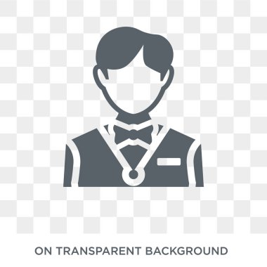 Garson simgesi. Trendy düz vektör meslekler koleksiyonundan şeffaf arka plan üstünde kutsal kişilerin resmi garson. Yüksek kalite garson simge kullanımı web ve mobil için dolu