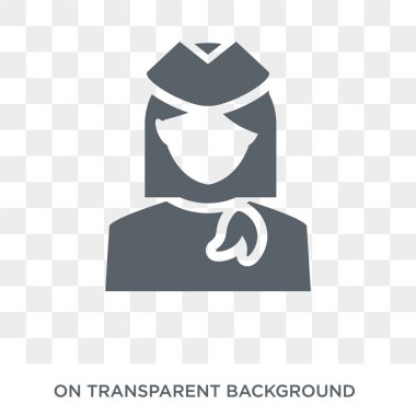 Hostes simgesi. Trendy düz vektör meslekler koleksiyonundan şeffaf arka plan üstünde kutsal kişilerin resmi hostes. Yüksek kaliteli dolu hostes simge kullanımı için web ve hareket eden