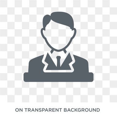 Politikacı simgesi. Trendy düz vektör meslekler koleksiyonundan şeffaf arka plan üstünde kutsal kişilerin resmi politikacı. Yüksek kaliteli politikacı simge kullanımı web ve mobil için dolu