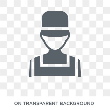 Tesisatçı simgesi. Trendy düz vektör meslekler koleksiyonundan şeffaf arka plan üstünde kutsal kişilerin resmi tesisatçı. Tesisatçı simge kullanımı web ve mobil için yüksek kaliteli dolu