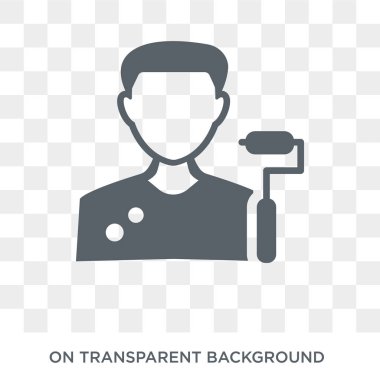 Dyer kutsal kişilerin resmi. Trendy düz vektör meslekler koleksiyonundan şeffaf arka plan üstünde kutsal kişilerin resmi Dyer. Yüksek kaliteli Dyer simge kullanımı web ve mobil için dolu