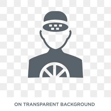 Sürücü simgesi. Meslekler koleksiyonundan şeffaf arka plan trendy düz vektör sürücü simgesi. Yüksek kaliteli web ve mobil için sürücü simgesi kullanın dolu