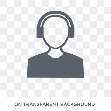 DJ simgesi. Trendy düz vektör meslekler koleksiyonundan şeffaf arka plan üstünde kutsal kişilerin resmi dj. Yüksek kaliteli dolu dj simge kullanımı için web ve hareket eden