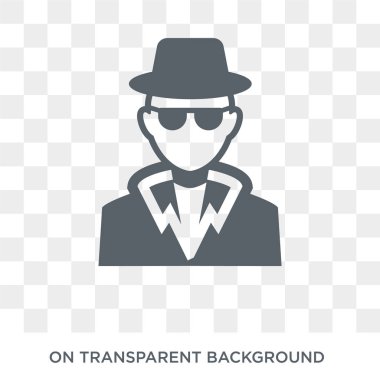 Dedektif simgesi. Trendy düz vektör meslekler koleksiyonundan şeffaf arka plan üstünde kutsal kişilerin resmi dedektif. Dedektif simge kullanımı web ve mobil için yüksek kaliteli dolu