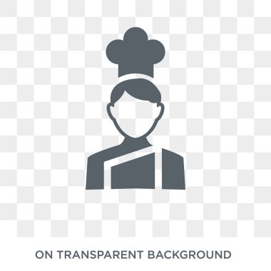 Şef simgesi. Trendy düz vektör meslekler koleksiyonundan şeffaf arka plan üstünde kutsal kişilerin resmi Şef. Yüksek kaliteli Şef simge kullanımı web ve mobil için dolu