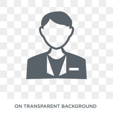 Kasiyer simgesi. Trendy düz vektör meslekler koleksiyonundan şeffaf arka plan üstünde kutsal kişilerin resmi kasiyer. Kasiyer simge kullanımı web ve mobil için yüksek kaliteli dolu