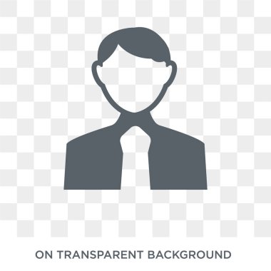 İşadamı simgesi. Trendy düz vektör meslekler koleksiyonundan şeffaf arka plan üstünde kutsal kişilerin resmi iş adamı. Yüksek kaliteli işadamı simge kullanımı web ve mobil için dolu