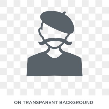 Sanatçı simgesi. Trendy düz vektör meslekler koleksiyonundan şeffaf arka plan üstünde kutsal kişilerin resmi sanatçı. Sanatçı simge kullanımı web ve mobil için yüksek kaliteli dolu