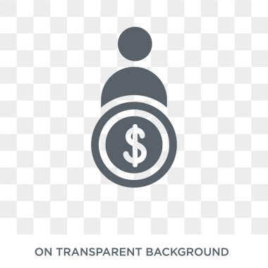 Adam ve doları para simgesi. Adam ve doları para tasarım konsepti verimlilik koleksiyonundan. Basit öğe vektör çizim şeffaf arka plan üzerinde.