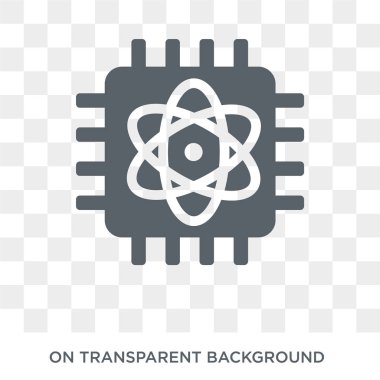 Kuantum bilgi işlem simgesi. Yapay Zeka, Gelecek Teknolojisi koleksiyonundan şeffaf arka plan trendy düz vektör Kuantum bilgisayar simgesi. Web ve mobil cihazlar için yüksek kaliteli dolgulu Quantum bilgi işlem sembolü kullanımı