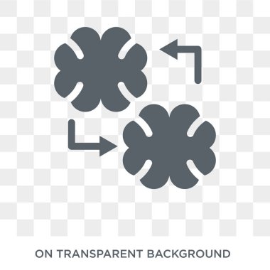 Zihin transfer simgesi. Yapay zeka, geleceğin teknoloji koleksiyonu üzerinden saydam arka plan trendy düz vektör zihin transfer simgesi. Zihin transfer simge kullanımı web ve mobil için yüksek kaliteli dolu