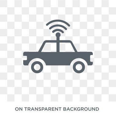 Özerk sürücüsüz araç simgesi. Yapay zeka, geleceğin teknoloji koleksiyonu üzerinden saydam arka plan trendy düz vektör özerk sürücüsüz araç simgesi. Yüksek kaliteli özerk sürücüsüz araç simge kullanımı web ve mobil için dolu