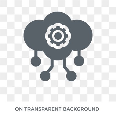 Bulut istihbarat simgesi. Yapay zeka, geleceğin teknoloji koleksiyonu üzerinden saydam arka plan trendy düz vektör bulut istihbarat simgesi. Bulut istihbarat simge kullanımı web ve mobil için yüksek kaliteli dolu