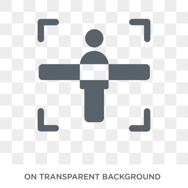 Vücut tarama simgesi. Trendy düz vektör vücut tarama yapay zeka, geleceğin teknoloji koleksiyonu üzerinden saydam arka plan üstünde kutsal kişilerin resmi. Yüksek kaliteli vücut tarama simge kullanımı için web ve mobil dolu