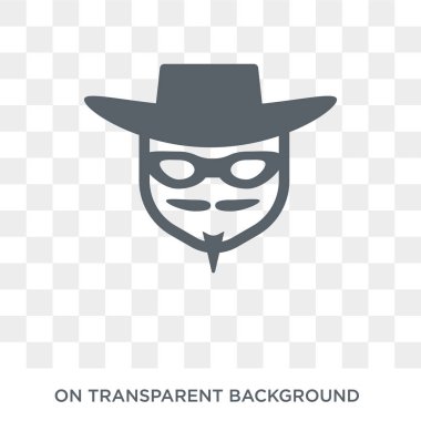 Zorro yüz simgesi. Trendy düz vektör Zorro yüz simgesi insanlar koleksiyonundan şeffaf arka plan üzerinde. Zorro yüz simge kullanımı web ve mobil için yüksek kaliteli dolu