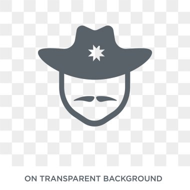 Şerif yüz simgesi. Trendy düz vektör Şerif yüz simgesi insanlar koleksiyonundan şeffaf arka plan üzerinde. Şerif yüz simge kullanımı web ve mobil için yüksek kaliteli dolu