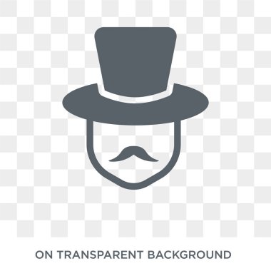 Silindir şapka simgesi olan adam yüz. Trendy düz vektör adam yüz silindir şapka kutsal kişilerin resmi üstünde insanlar koleksiyonundan şeffaf arka plan ile. Yüksek kaliteli adam yüz silindir şapka simge kullanımı için web ve hareket eden ile dolu