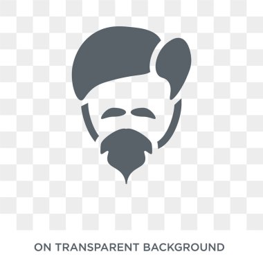 Keçi sakalı simgesi olan adam yüz. Trendy düz vektör adam yüz keçi sakalı kutsal kişilerin resmi üstünde insanlar koleksiyonundan şeffaf arka plan ile. Yüksek kaliteli adam yüz keçi sakalı simge kullanımı için web ve hareket eden ile dolu