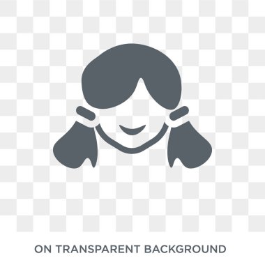 Küçük kız yüz simgesi. Trendy düz vektör insanlar koleksiyonundan şeffaf arka plan üzerinde küçük kız yüz simgesi. Yüksek kaliteli küçük kız yüz simge kullanımı web ve mobil için dolu