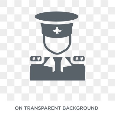 Uçak pilot kutsal kişilerin resmi. İnsanlar koleksiyonundan şeffaf arka plan trendy düz vektör uçak pilot simgesi. Uçak pilot simge kullanımı web ve mobil için yüksek kaliteli dolu