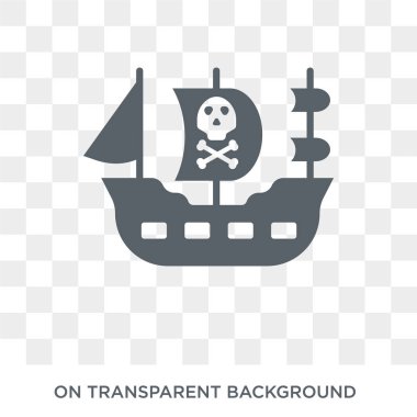 pirate ship icon. Trendy flat vector pirate ship icon on transparent background from Nautical collection. High quality filled pirate ship symbol use for web and mobile