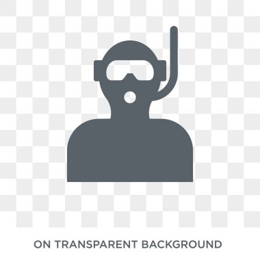 Dalgıç simgesi. Trendy düz vektör deniz koleksiyonundan şeffaf arka plan üstünde kutsal kişilerin resmi dalgıç. Dalgıç simge kullanımı web ve mobil için yüksek kaliteli dolu