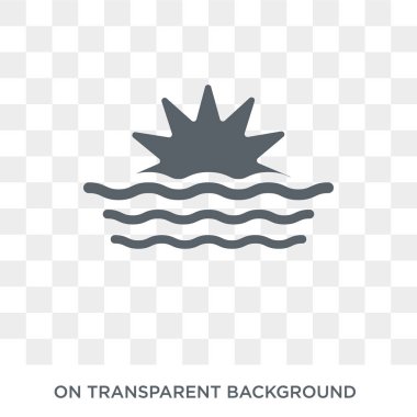 Gün batımı simgesi. Doğa koleksiyonundan şeffaf arka plan üzerinde trendy düz vektör Sunset simgesi. Web ve mobil cihazlar için yüksek kaliteli dolgulu Sunset sembolü kullanımı