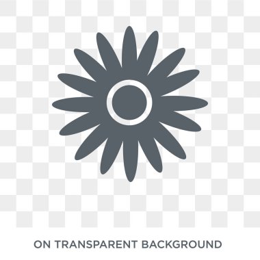 Gerbera simgesi. Trendy düz vektör doğa koleksiyonundan şeffaf arka plan üstünde kutsal kişilerin resmi Gerbera. Gerbera simge kullanımı web ve mobil için yüksek kaliteli dolu