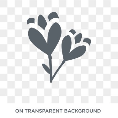 Frezya simgesi. Trendy düz vektör doğa koleksiyonundan şeffaf arka plan üstünde kutsal kişilerin resmi frezya. Frezya simge kullanımı web ve mobil için yüksek kaliteli dolu