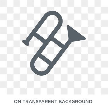 Trombon simgesi. Trombon tasarım konsepti müzik koleksiyonundan. Basit öğe vektör çizim şeffaf arka plan üzerinde.