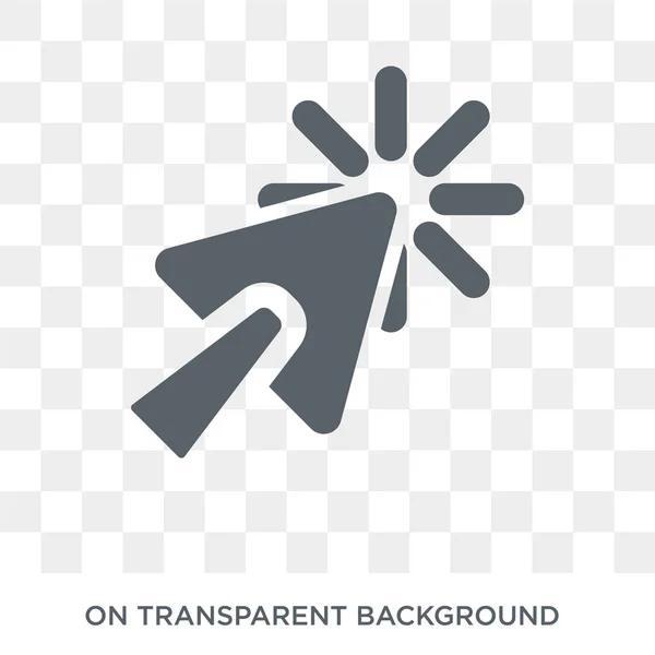 Klik Het Icoon Trendy Platte Vector Klik Pictogram Transparante Achtergrond — Stockvector