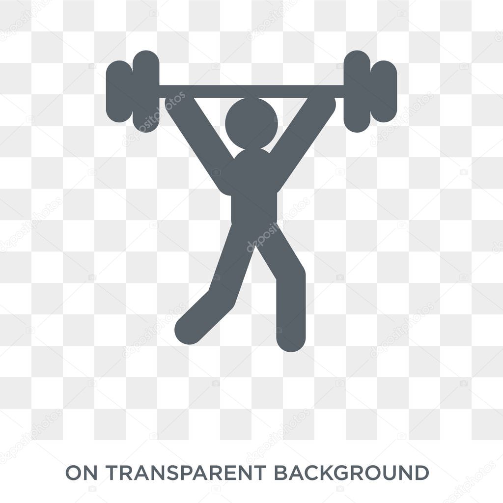 Weightlifter icon. Trendy flat vector Weightlifter icon on transparent background from sport collection. High quality filled Weightlifter symbol use for web and mobile