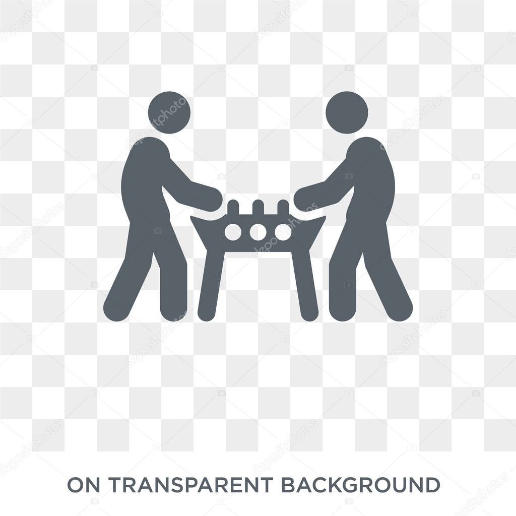 People playing Table football icon icon. Trendy flat vector People playing Table football icon on transparent background from Recreational games collection. High quality filled People playing Table
