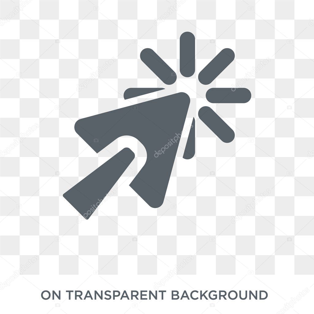 Click icon. Trendy flat vector Click icon on transparent background from Programming collection. High quality filled Click symbol use for web and mobile