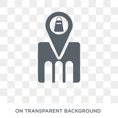 PIN simgesi alışveriş. Haritalar ve konumlar koleksiyonundan şeffaf arka plan trendy düz vektör alışveriş PIN simgesi. Yüksek kaliteli alışveriş PIN simge kullanımı web ve mobil için dolu