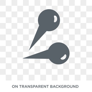 PIN simgesi itmek. Haritalar ve konumlar koleksiyonundan şeffaf arka plan trendy düz vektör itme PIN simgesi. Yüksek kaliteli itme PIN simge kullanımı web ve mobil için dolu