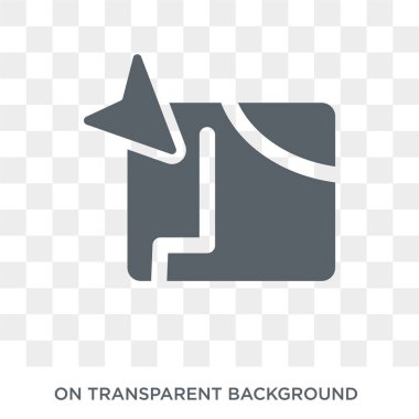 Harita yön simgesi. Haritalar ve konumlar koleksiyonundan şeffaf arka plan trendy düz vektör harita yön simgesi. Yüksek kaliteli harita yön simge kullanımı web ve mobil için dolu