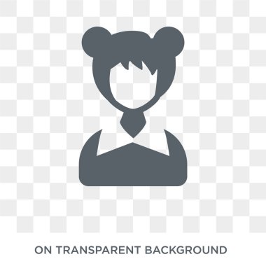 Şirin saç stili ikonu olan bir kadın. Kadın koleksiyonundan şeffaf arkaplan üzerinde şirin saç stili ikonu olan modaya uygun düz vektör kadın. Ağlar için sevimli saç stili sembollü yüksek kalite kadın kullanımı ve